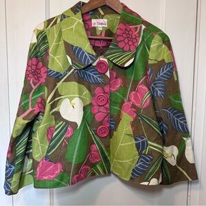 3 Sisters Floral Swing Blazer, Fully Lined with Pockets, Oversized Buttons